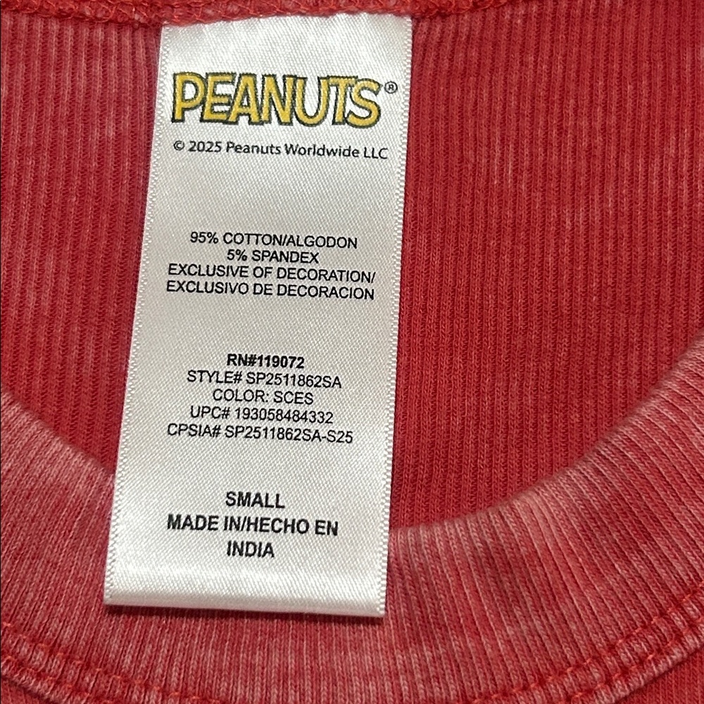 Peanuts Red Tank Top with Snoopy Graphic Cotton S, M  NWT - Picture 5 of 6